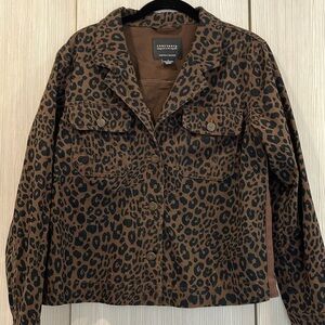 Sanctuary | Brown & Black Leopard Print Jean Jacket | Size Small